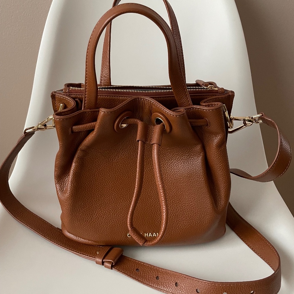 Cole Haan Brown Leather Bucket Purse Bag Crossbody